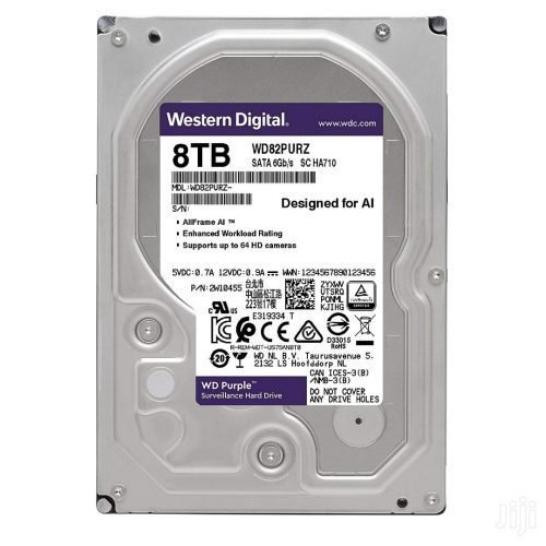 WD Purple Surveillance Hard Drive – 8 TB, 256 MB, 7200 rpm,WD82PURZ