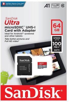 SanDisk MicroSD CLASS 10 98MBPS 064GB W/O ADAPTER, SDSQUAR-064G-GN6MN