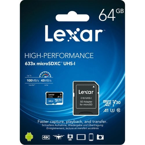 Lexar 64GB High-Performance 633x microSDHC/microSDXC UHS-I Card (LSDMI64GBB633A)