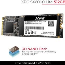 ASX6000LNP-512GT-C ADATA SX6000 INTERNAL SSD M.2 PCIe Gen 3*4 NVMe 2280 512GB