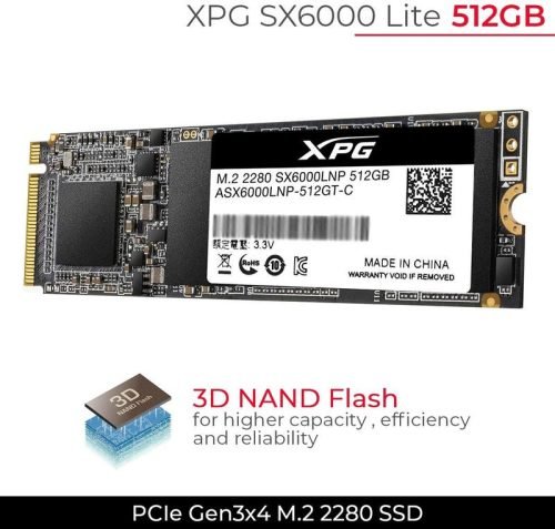 ASX6000LNP-512GT-C ADATA SX6000 INTERNAL SSD M.2 PCIe Gen 3*4 NVMe 2280 512GB