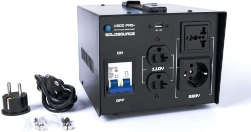 1500W Auto Step Up/Step Down Voltage Converter – 110/120 to 220/240 V – 5 V USB Port (1500 W)