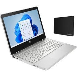 HP Pavilion x360 11.6-inch HD Touchscreen 2-in-1 Convertible Laptop PC, Intel Quad Core Pentium Silver N5030, 4GB DDR4, 128GB SSD,