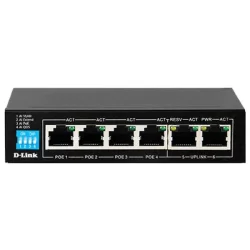 D-Link 250M 6-Port 1000Mbps Switch with 4 PoE Ports and 2 Uplink Ports