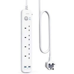 Anker PowerExtend USB 4 Strip – Power Extension Lead with USB-A Ports – A9141 – White