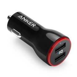 Anker PowerDrive 2 – 4.8A / 24W 2-Port USB Car Charger with PowerIQ – A2310 – Black