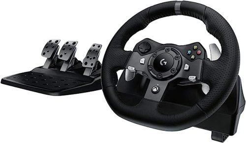 Logitech G920 Driving Force Racing Wheel and Floor Pedals, Real Force Feedback, Stainless Steel Paddle Shifters, Leather Steering Wheel Cover for Xbox Series X|S, Xbox One, PC, Mac - Black