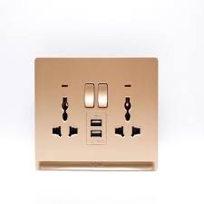 Gold - Universal Twin Socket With USB Port