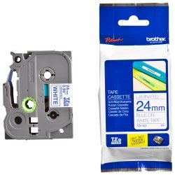 Brother TZE-253 24mm Blue on White Label Printer tape