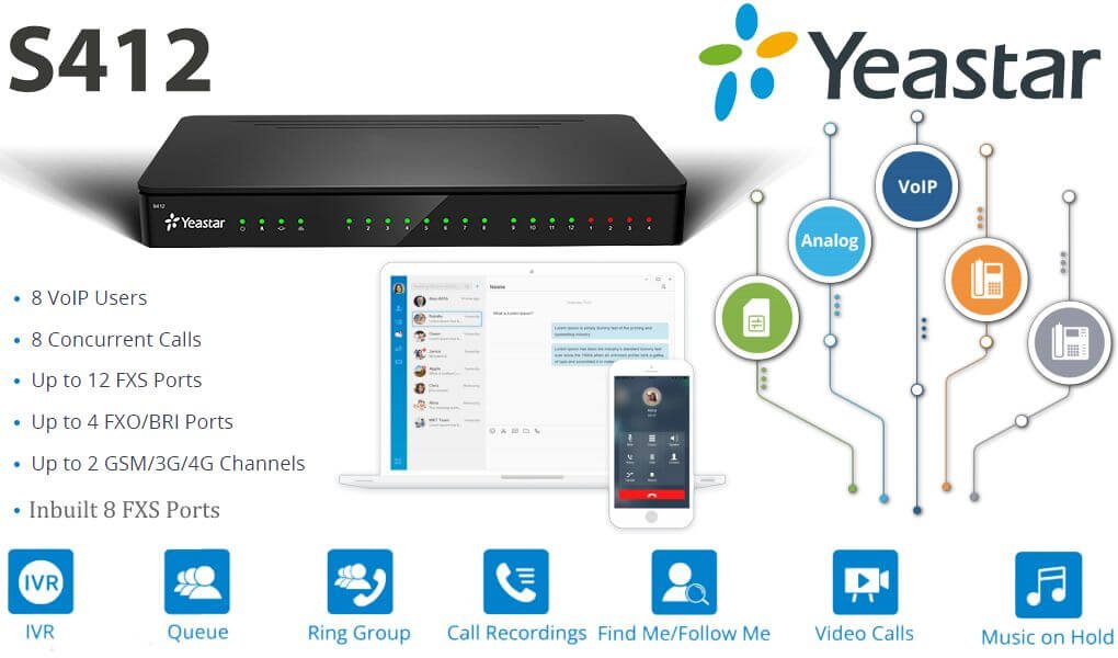 Yeastar S412 IP PBX system