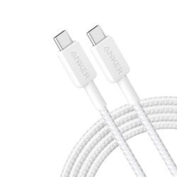 Anker 322 USB-C to USB-C 60W Cable (6ft) Nylon Braided – A81F6H21 – White