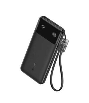 Anker Power Bank with Built-in USB-C Cable and Lanyard (10,000mAh, 22.5W USB-C Charging) – A1257H21 – Black