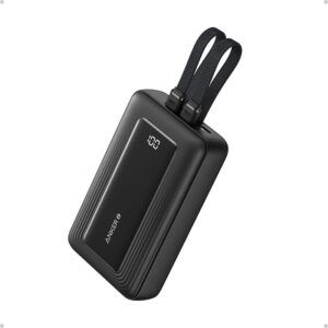 Anker Zolo 30W 20,000mAh High-Speed Power Bank with Built-in USB C and Lightning Cables – A1681H11 – Black