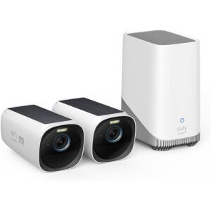 Eufy Security eufyCam 3 – 2-Cam Kit (S330) – Wire-Free 4K Security Cameras with Built-in Solar Panels – White (T88713W1)