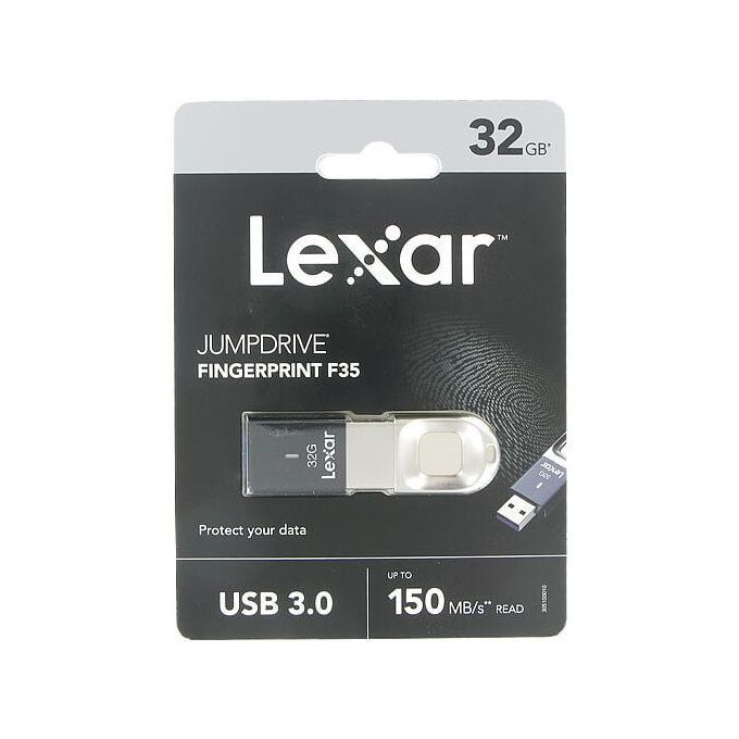32GB Lexar Fingerprint F35 USB 3.0 Flash Drive (LJDF35-32GBBK)