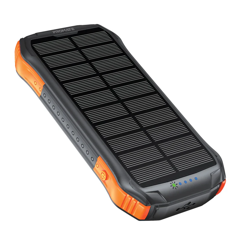 Promate 10000mAh Rugged EcoLight™ Solar Power Bank (SolarTank 10PDQi)