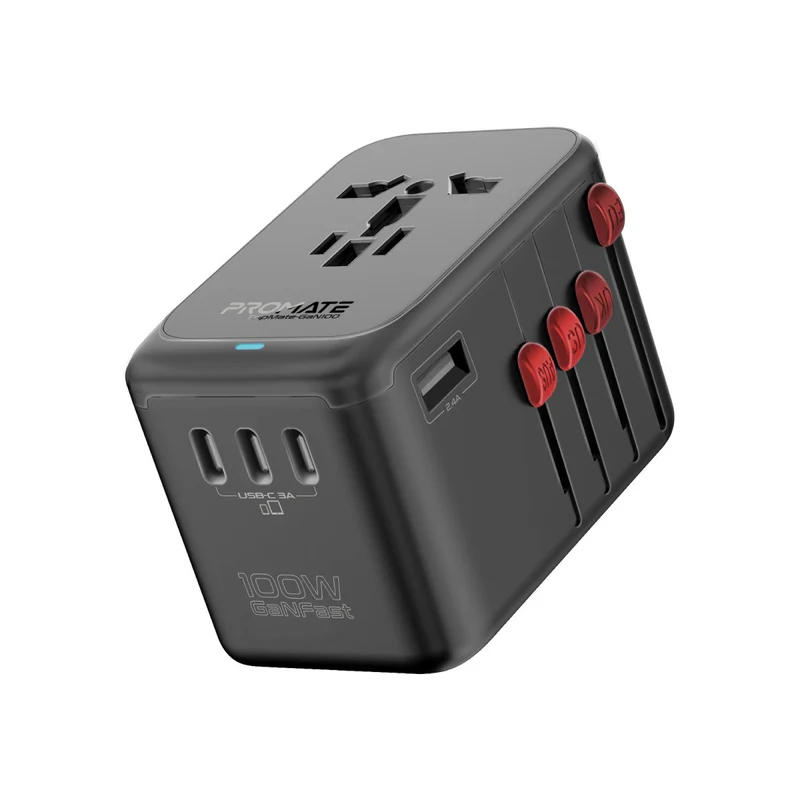 Promate 100W Power Delivery GaNFast™ Multi-Port Travel Adapter (TripMate-GaN100)