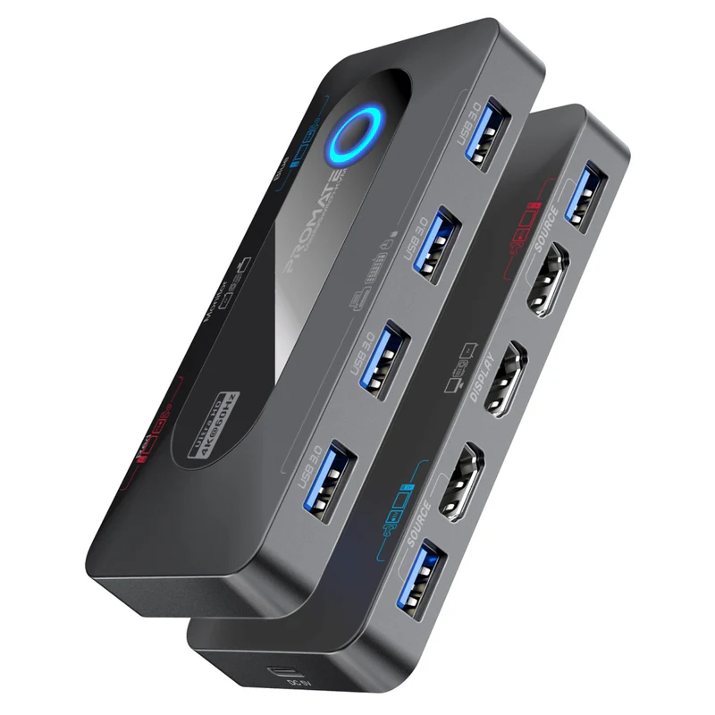 Promate 4K@60Hz KVM Switch with USB 3.0 Expansion (MediaSwitch-KVM)