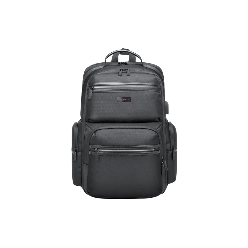 Promate Heavy-Duty Lightweight Backpack for 15.6” Laptops with Compartments (ElitePack-Pro)