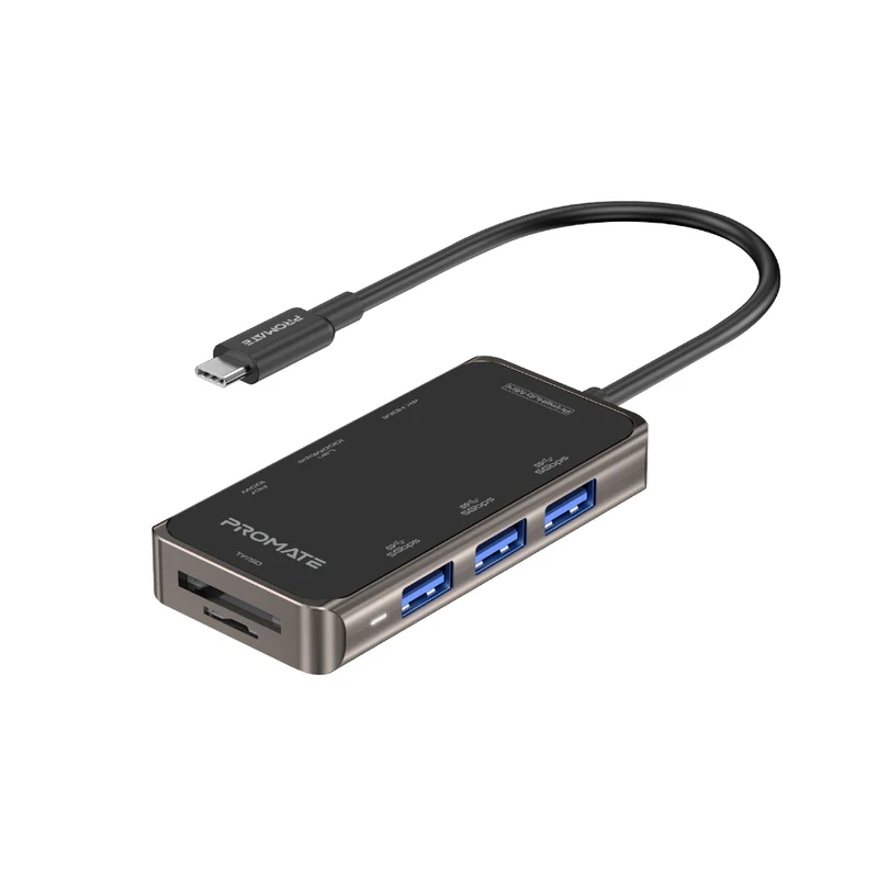 Promate Ultra-Compact USB-C Hub with 100W Power Delivery (PrimeHub-Mini)