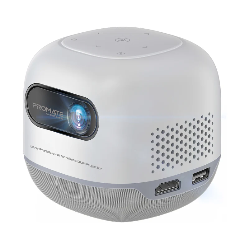Promate Ultra-Portable 4K Wireless DLP Projector with Touch Controls (CubeCast-2)