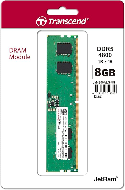 Transcend Desktop RAM DDR5-4800 Long-DIMM 8GB (JM4800ALG-8G)
