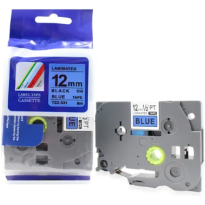 Brother 12mm x 8m Black on Blue Labeling Tape Cassette Compatible (TZ2-531)