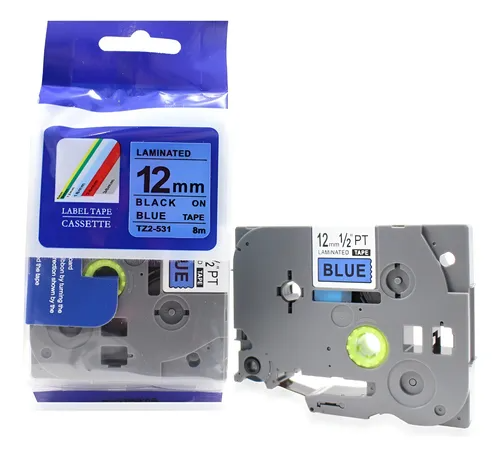 Brother 12mm x 8m Black on Blue Labeling Tape Cassette Compatible (TZ2-531)