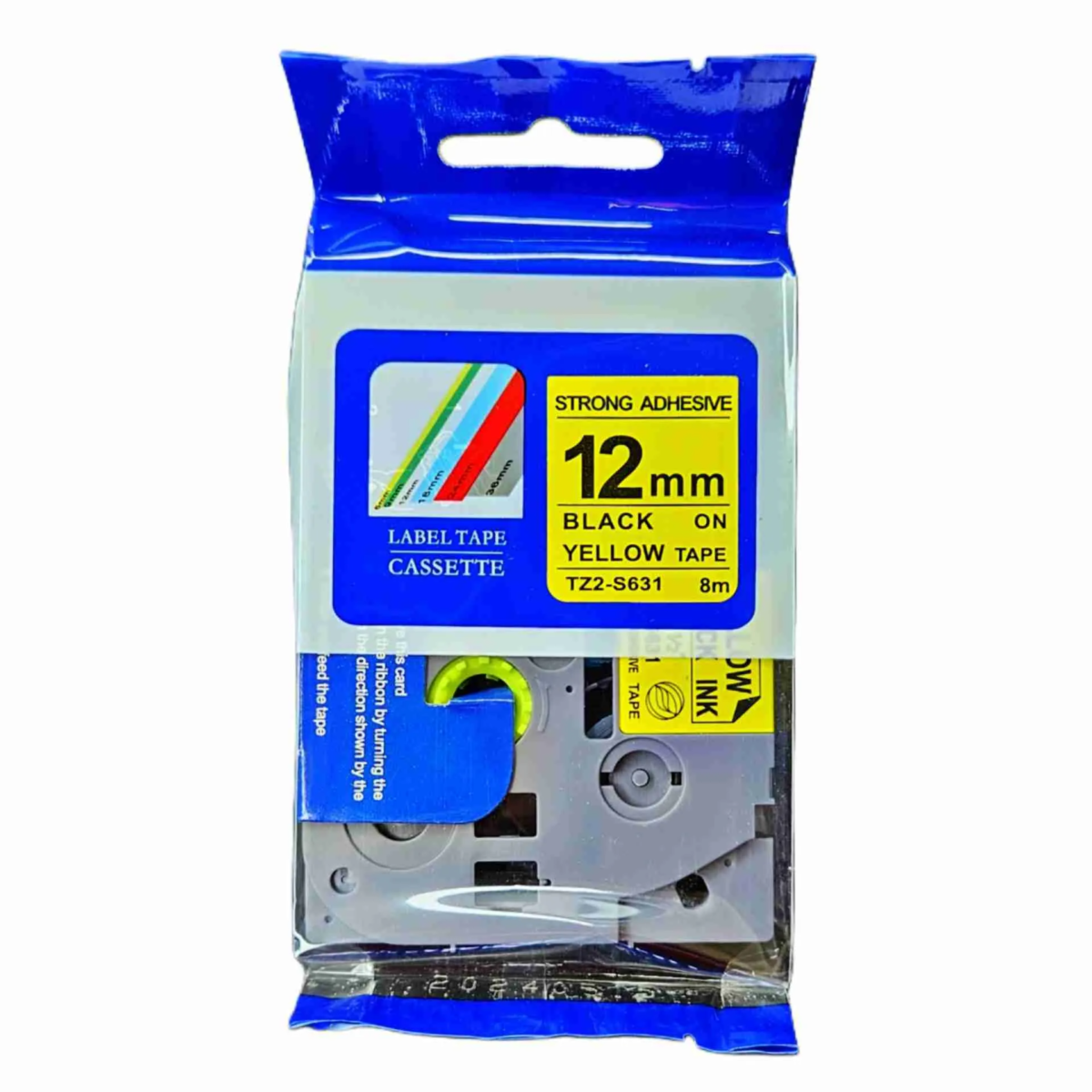Brother 12mm x 8m Black on Yellow Labeling Tape Cassette Compatible (TZ2-631)
