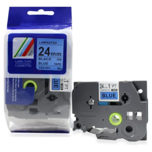 Brother 24mm x 8m Black on Blue Labeling Tape Cassette Compatible (TZ2-551)