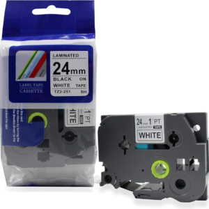 Brother 24mm x 8m Black on White Label Tape Cassette Compatible (TZ2-251)