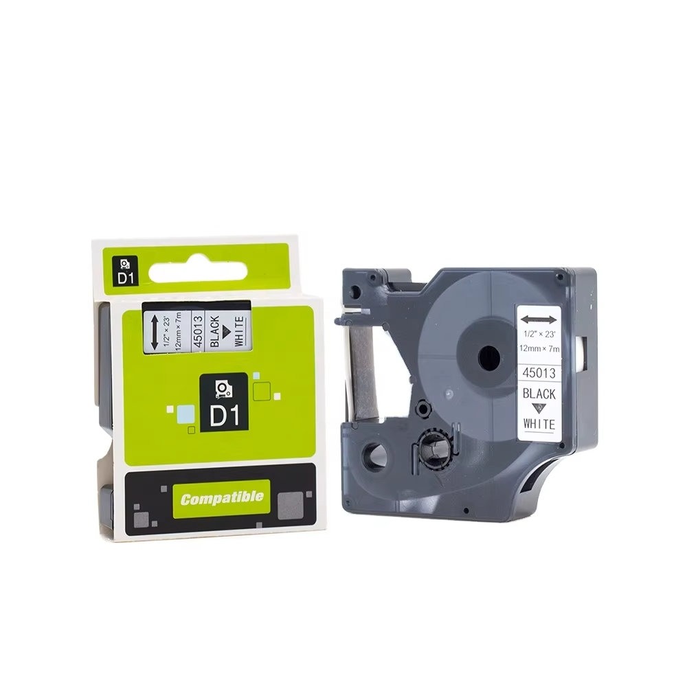 Dymo D1 Series Label Tape Cassette Compatible - Black on White -12mm x 7m (45013)