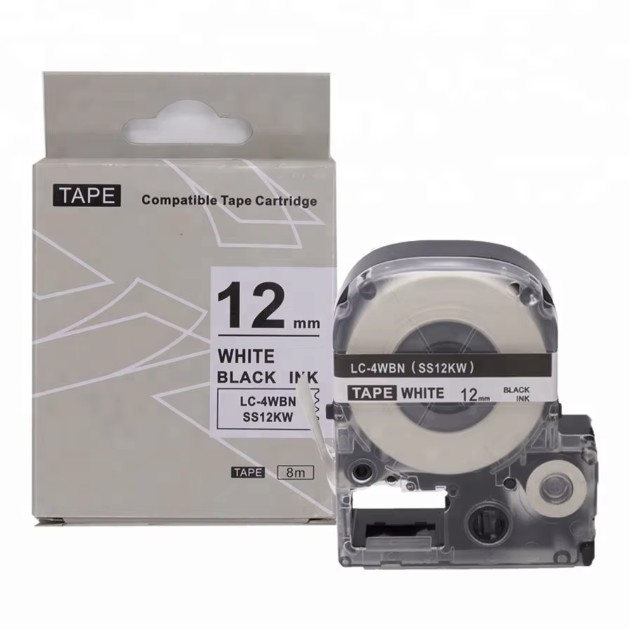 Epson 12mm x 8m Black on White Tape Compatible(SS12KW)