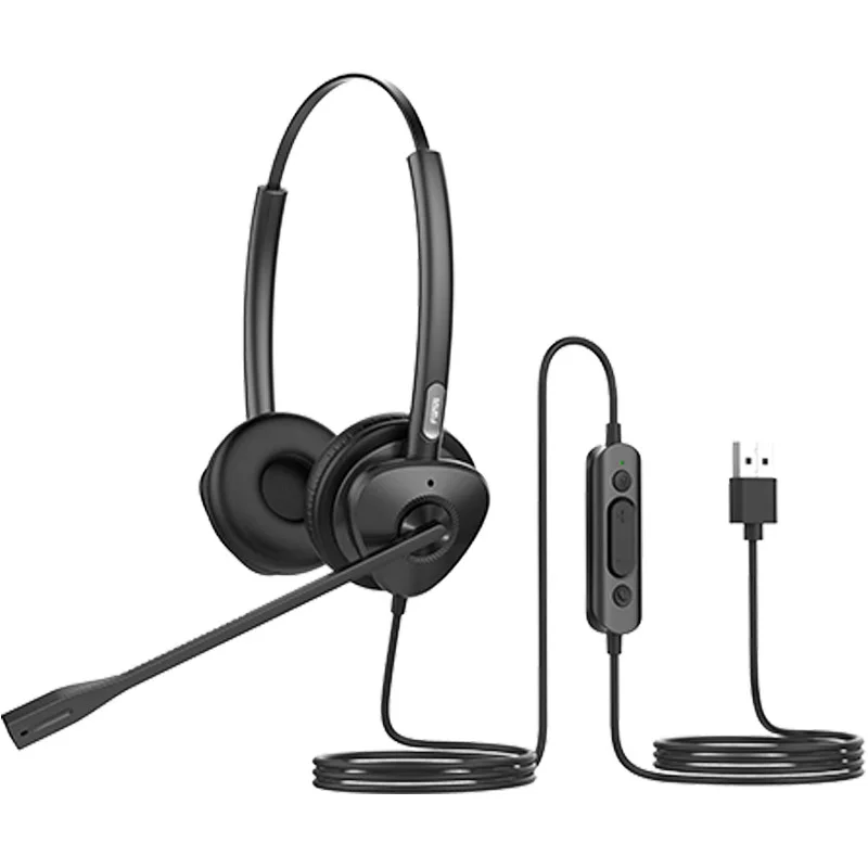 Fanvil HT302-U Dual-Ear Wired USB Headset – USB-A for PC and IP Phones (HT302-U)