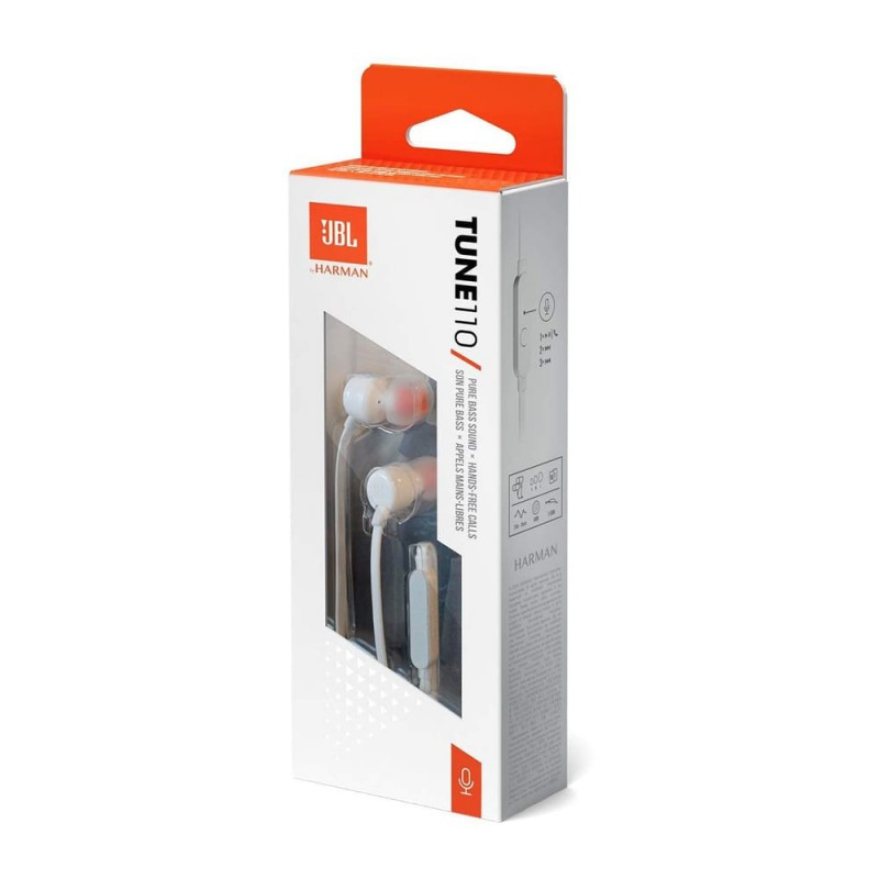 JBL Tune 110 Earphones – White (JBLT110WHT)