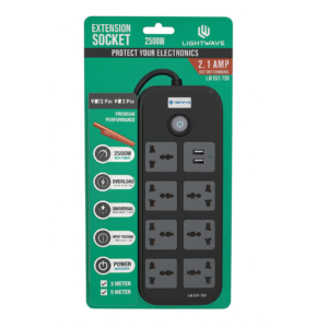 Lightwave Extension Socket 72UC-3P7Way + 1 USB + 1 Type-C Fast Charging (2.1A) 3Mtr (LW EXT-72U)