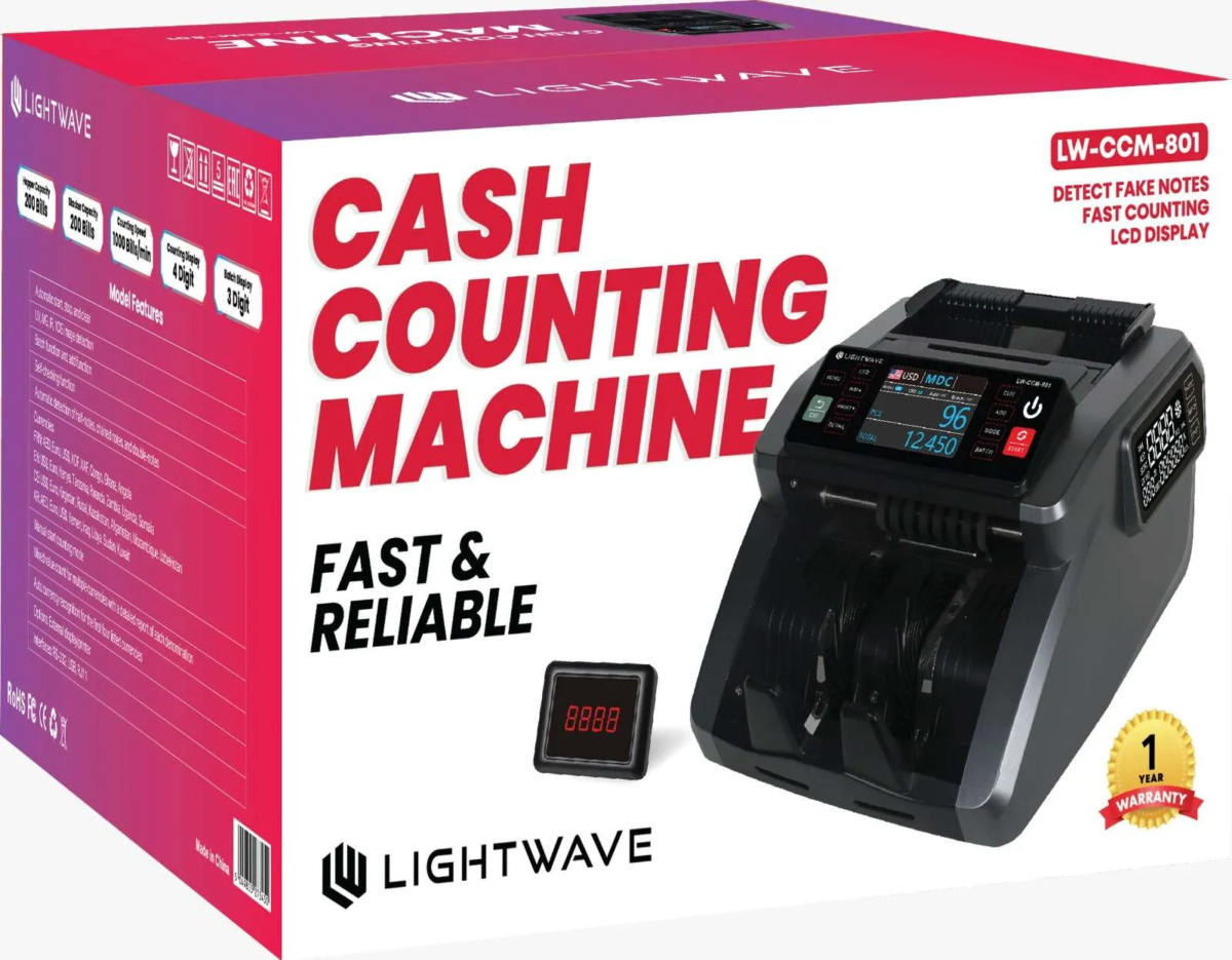 Lightwave LW-CCM-801 Touchscreen CIS Cash Counting Machine with External Display (LW-CCM-801)