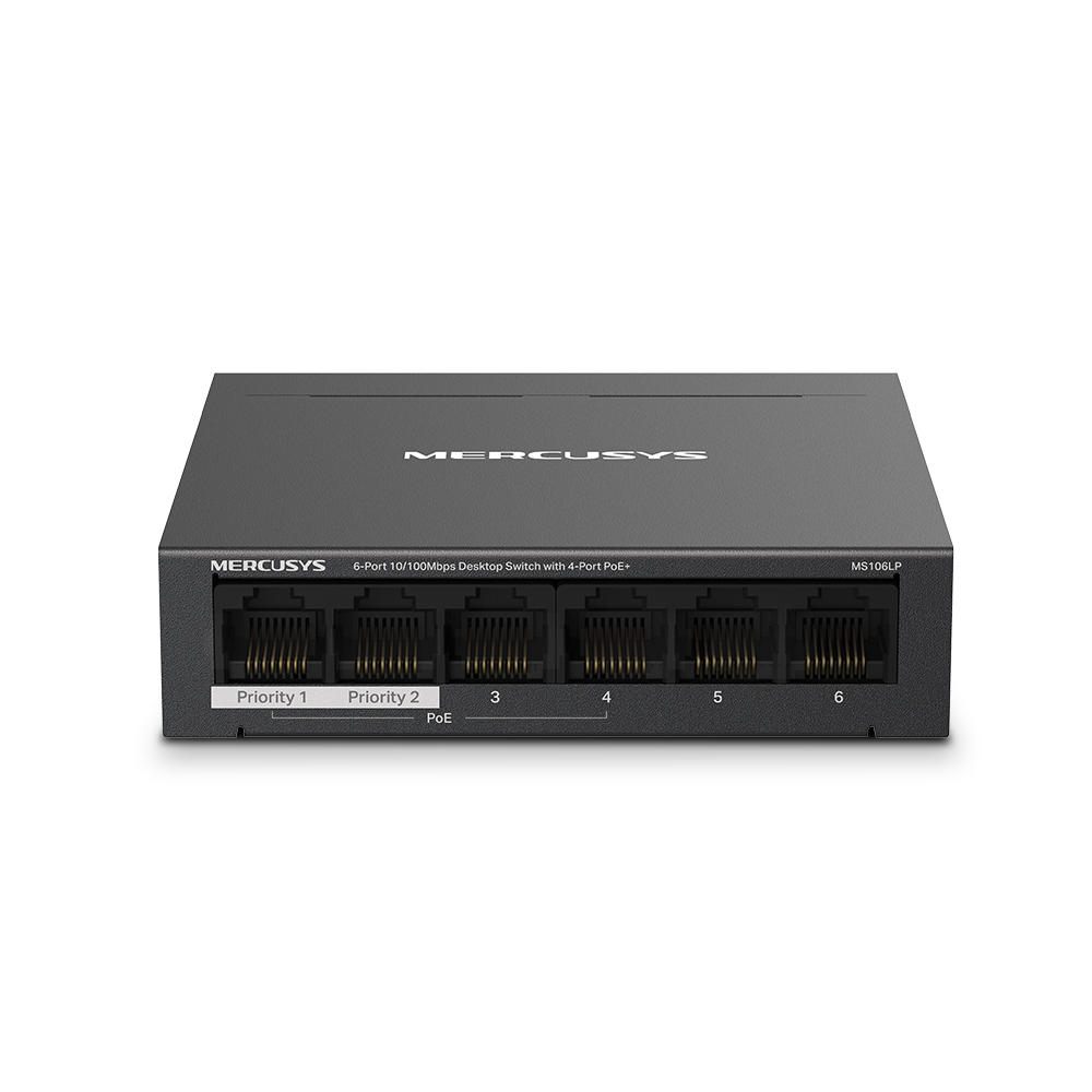 MERCUSYS 6-Port 10100Mbps Desktop Switch with 4-Port PoE+ (TL-MS106LP)