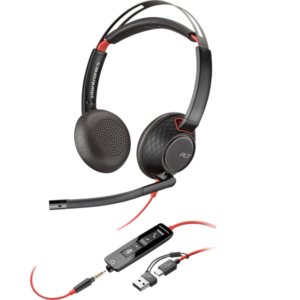 Poly Blackwire 5220 Stereo USB-C Headset with 3.5mm Plug and USB-CA Adapter (Bulk) (8X231A6)
