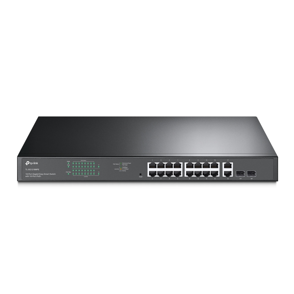 TP-Link 18-Port 101001000Mbps Gigabit Easy Smart Switch with 16-Port PoE+ (TL-SG1218MPE)