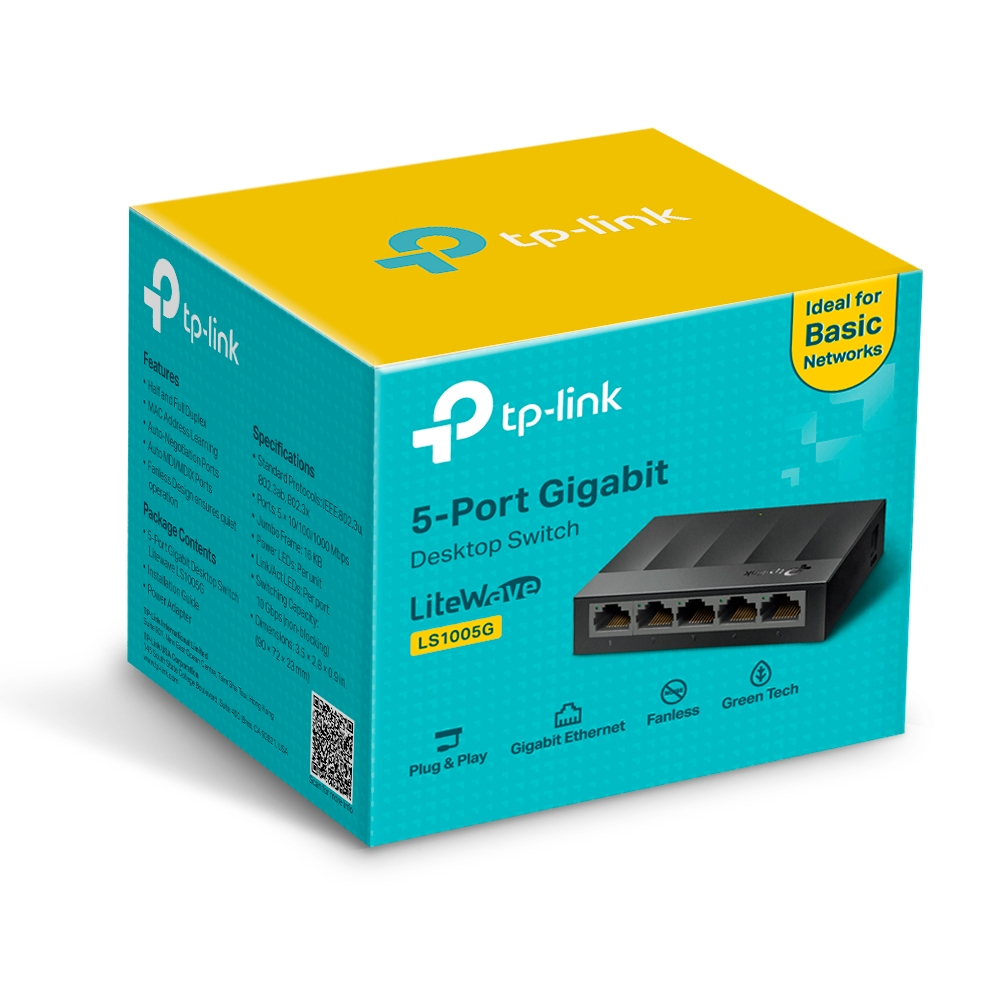 TP-Link 5-Port 101001000Mbps Gigabit Desktop Switch (TL-LS1005G)