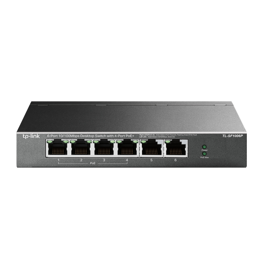 TP-Link 6-Port 10100Mbps Desktop Switch with 4-Port PoE+ (TL-SF1006P)