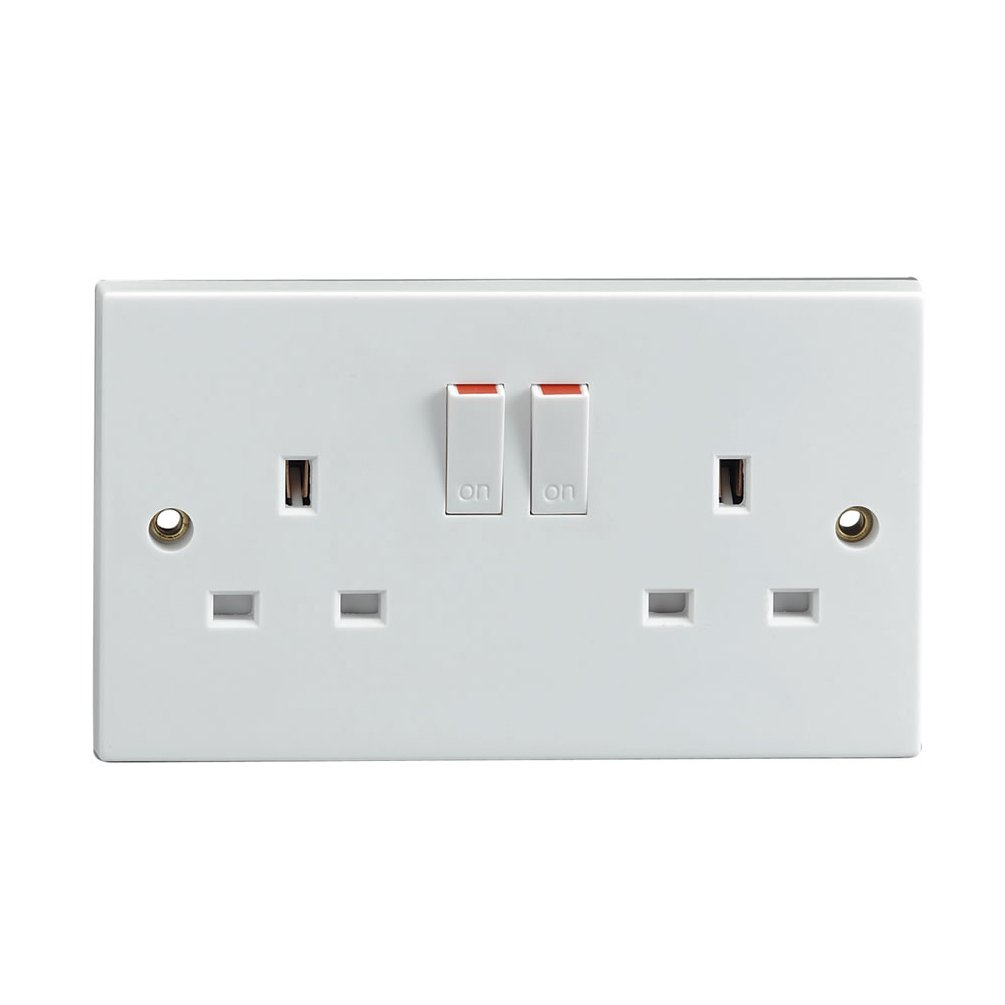 13A 2 Gang Double Pole Switched Double Socket Outlet