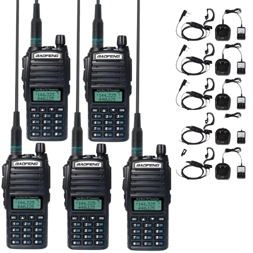 Baofeng UV-82 5W Dual Screen Walkie Talkie 5 Pieces - 8KM Range