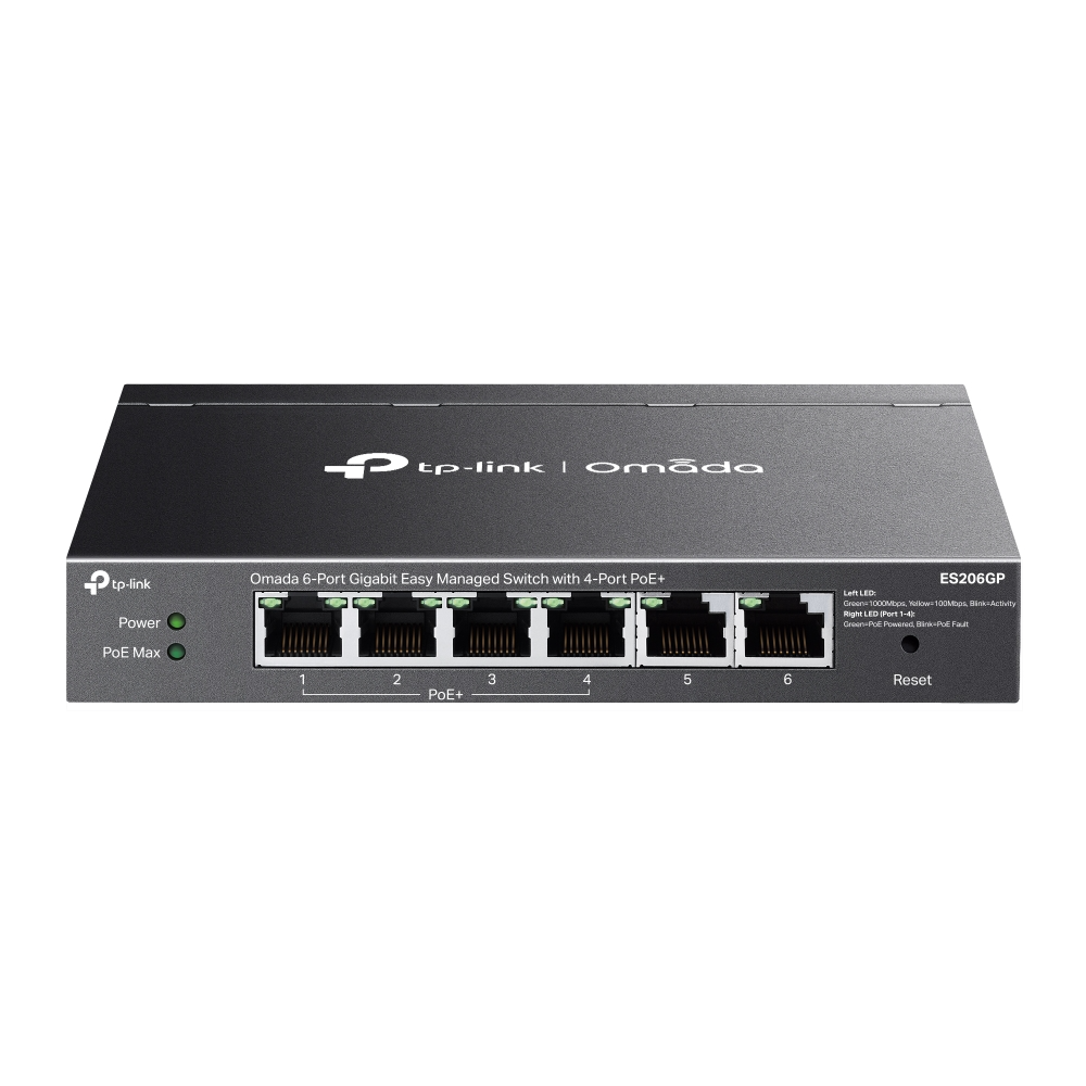 Omada 6-Port Gigabit Easy Managed Switch with 4-Port PoE+ (ES206GP)