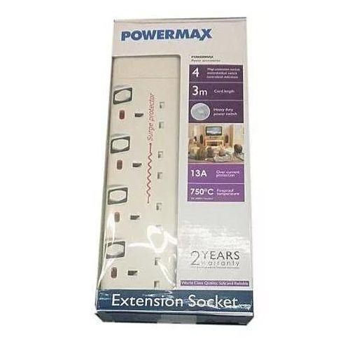 Powermax 4 Way Surge Protected Extension Cable – 3 Meter