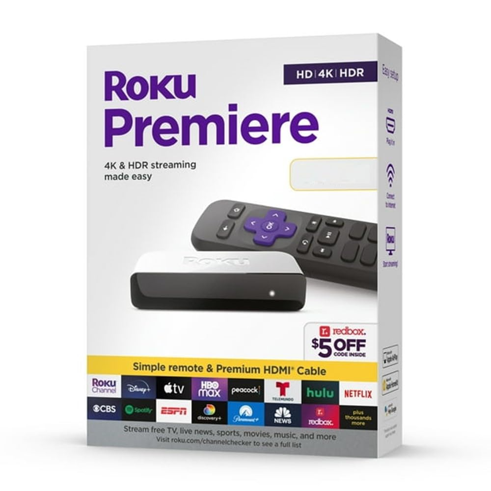 Roku Premiere 4KHDR Streaming Media Player (3920RW-SW)