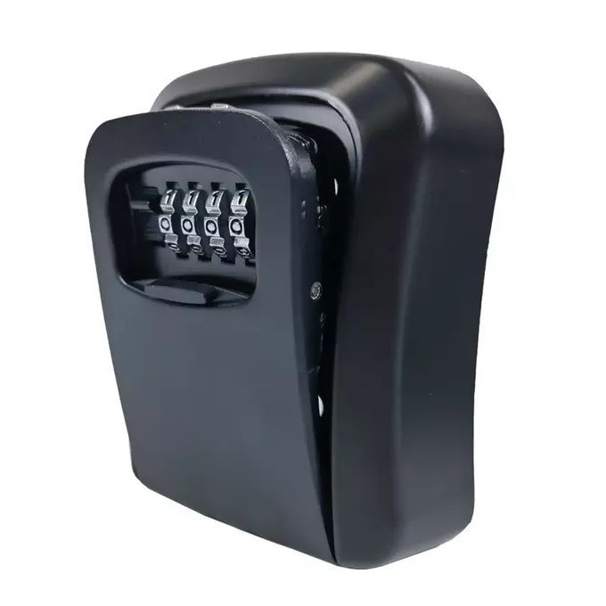 Aluminum Alloy 4 Dial Password Key Lock Box – Black