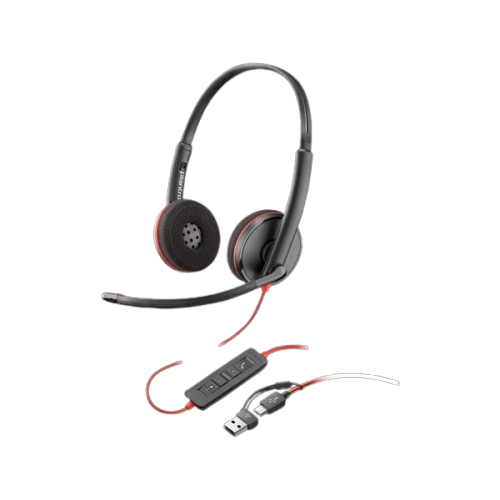 Poly Blackwire 3225 Stereo USB-C Headset + 3.5mm Plug + USB-C/A Adapter (Bulk) (8X229A6)
