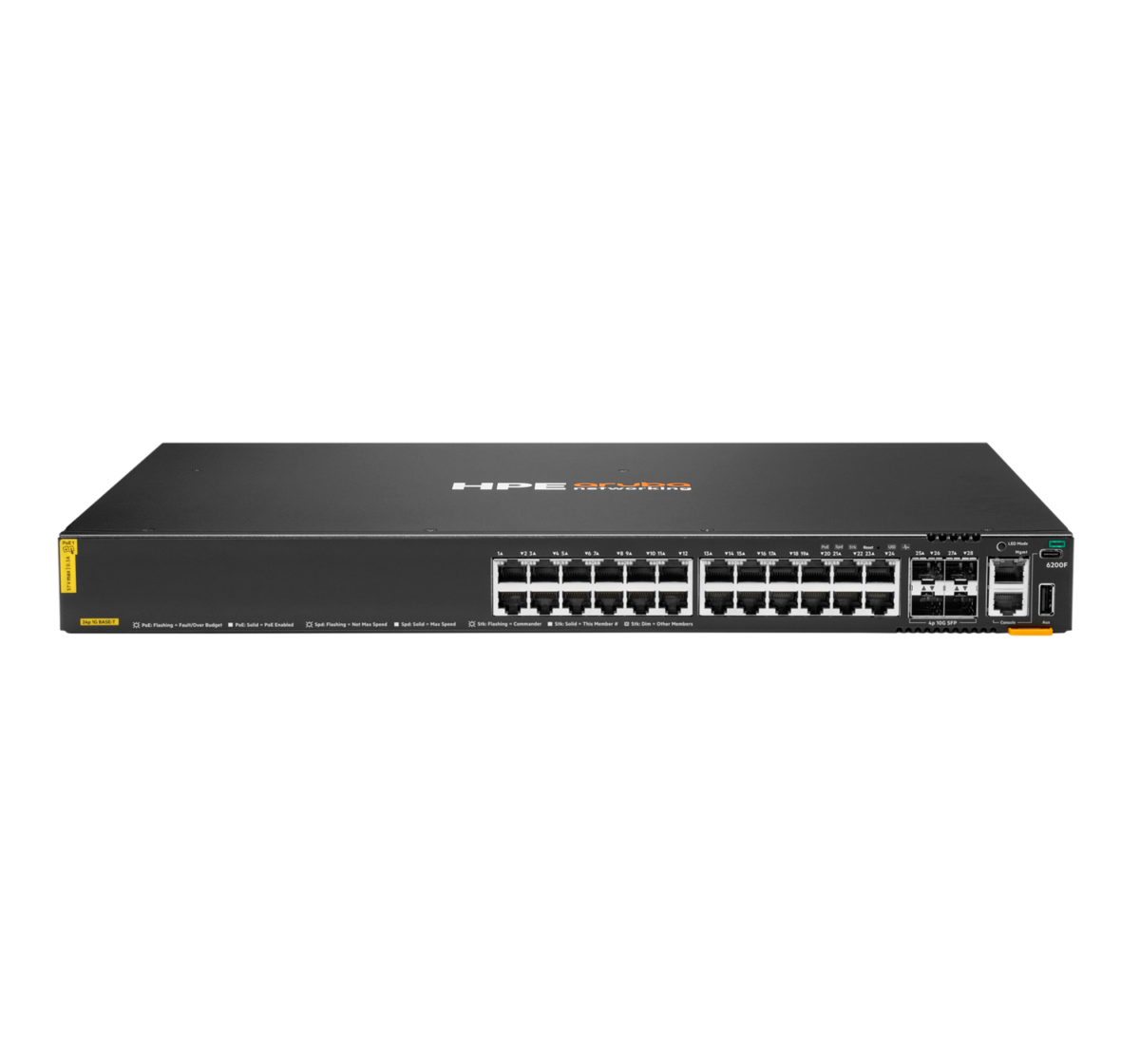 HPE Aruba Networking CX 6200F 24G Class 4 PoE 4SFP+ 370W Switch (JL725B)
